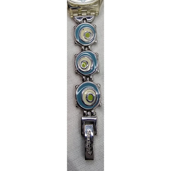 Swatch Swiss Wristwatch Transparent Case Artistic Band Retro Modern *Check Pea* - Picture 5 of 12